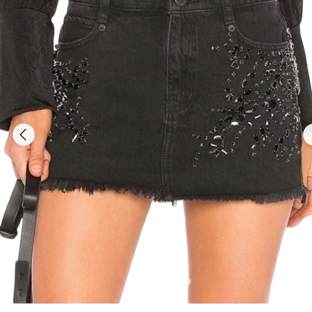 Free People Black Embellished Mini Skirt